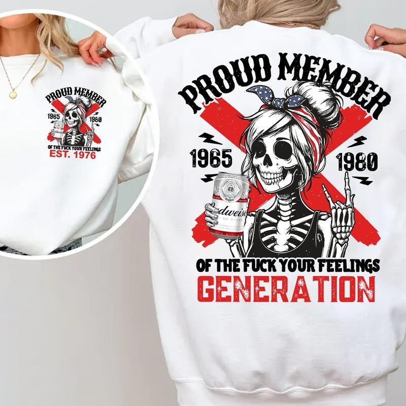 Gen X Shirt Proud Members Of Gen X BW TShirt, Customize Gen X TShirt Raised On Hose Water And Neglect T-Shirt - Vintage Inspired Funny Saying Sarcasm Quotes Shirt - Fit, Casual