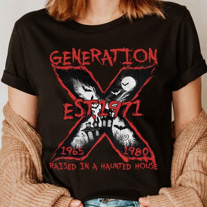 Generation X Shirt, Custom Year Generation X Skull Halloween T-shirt, Vintage Gen X 1965-1980 Halloween Shirt style 001