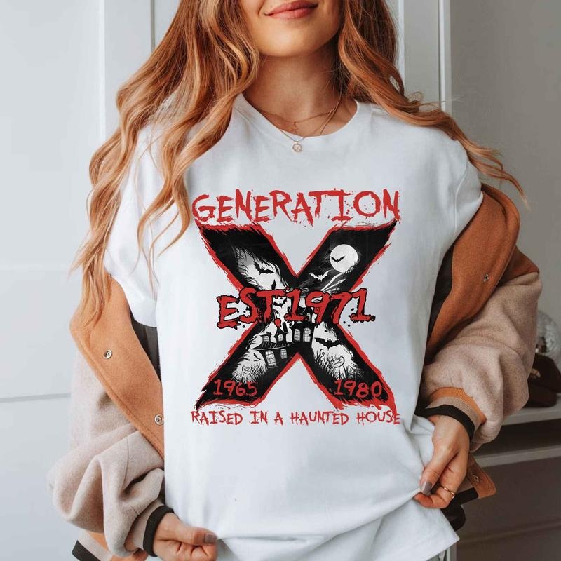 Generation X Shirt, Custom Year Generation X Skull Halloween T-shirt, Vintage Gen X 1965-1980 Halloween Shirt style 001