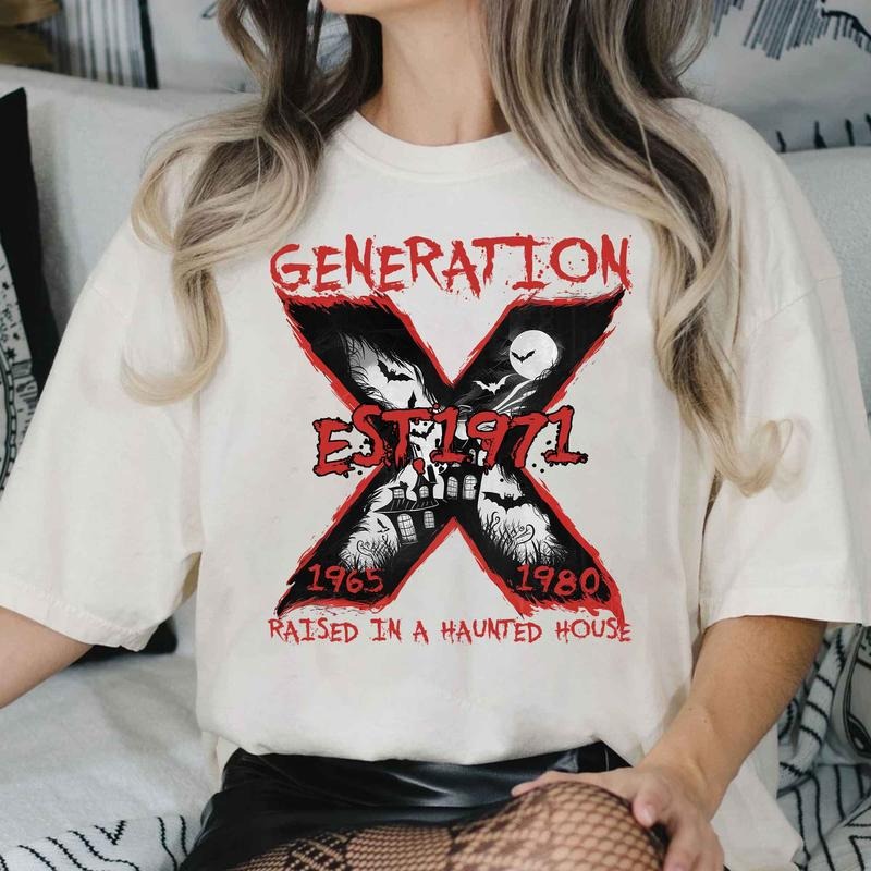 Generation X Shirt, Custom Year Generation X Skull Halloween T-shirt, Vintage Gen X 1965-1980 Halloween Shirt style 001