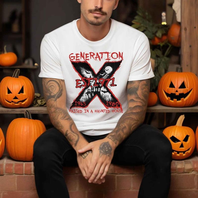 Generation X Shirt, Custom Year Generation X Skull Halloween T-shirt, Vintage Gen X 1965-1980 Halloween Shirt style 001