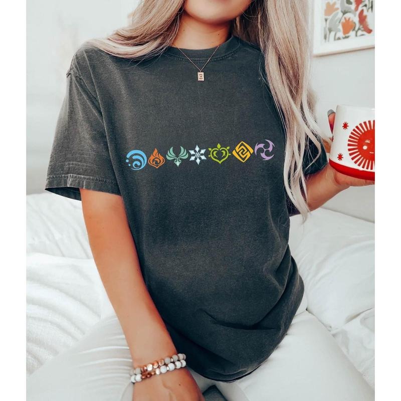Genshin Impact Elements Shirt, Gamer Shirt, Sweatshirt, Hoodie, Zhongli T-Shirt, Anime Shirt, Genshin Tee, Select Your Element