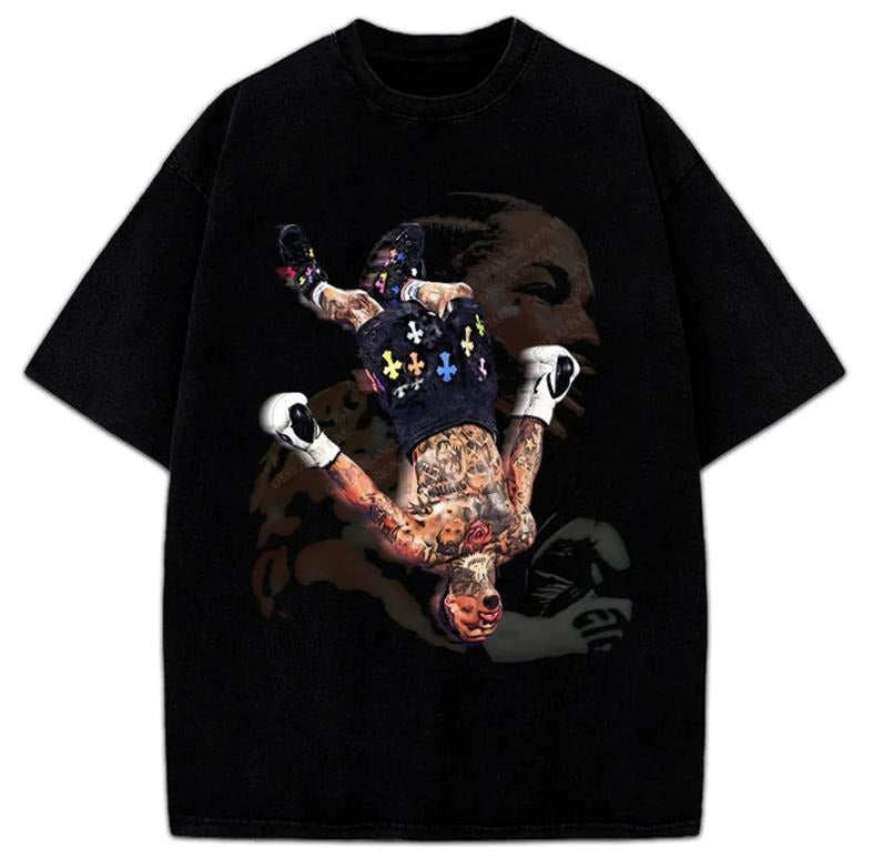 Gervonta Tank Davis Flip T-Shirt Tank Davis Boxing Graphic Tee Casual Round Neck Cotton Fabric Man Menswear Soft Top
