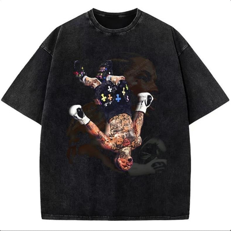 Gervonta Tank Davis Flip T-Shirt Tank Davis Boxing Graphic Tee Casual Round Neck Cotton Fabric Man Menswear Soft Top