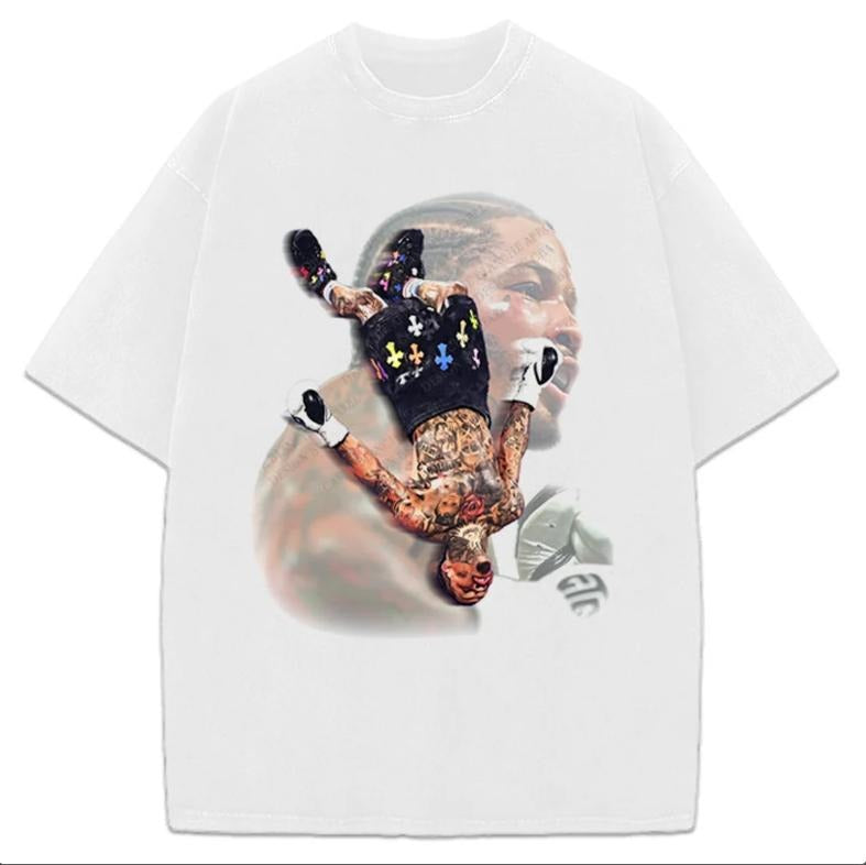 Gervonta Tank Davis Flip T-Shirt Tank Davis Boxing Graphic Tee Casual Round Neck Cotton Fabric Man Menswear Soft Top