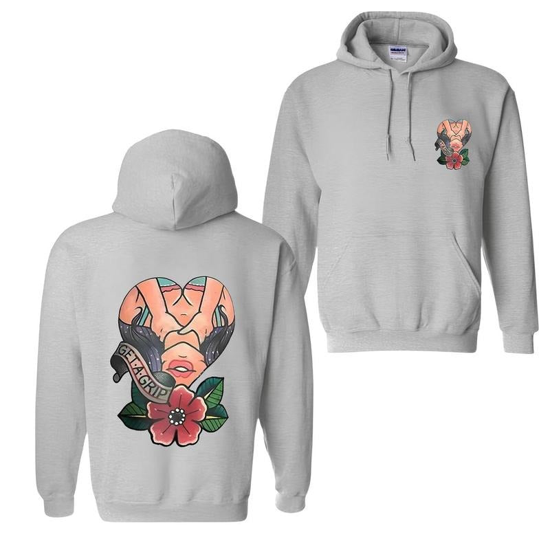 Get A Grip 2 Side Printed T-shirt Sweatshirt Hoodie, Naughty Clothes Men, Comfort Errands, Cotton Fabric Menswear, Streetwear Vibes, Classic Unisex Oversized Pocket Sport Sweaters