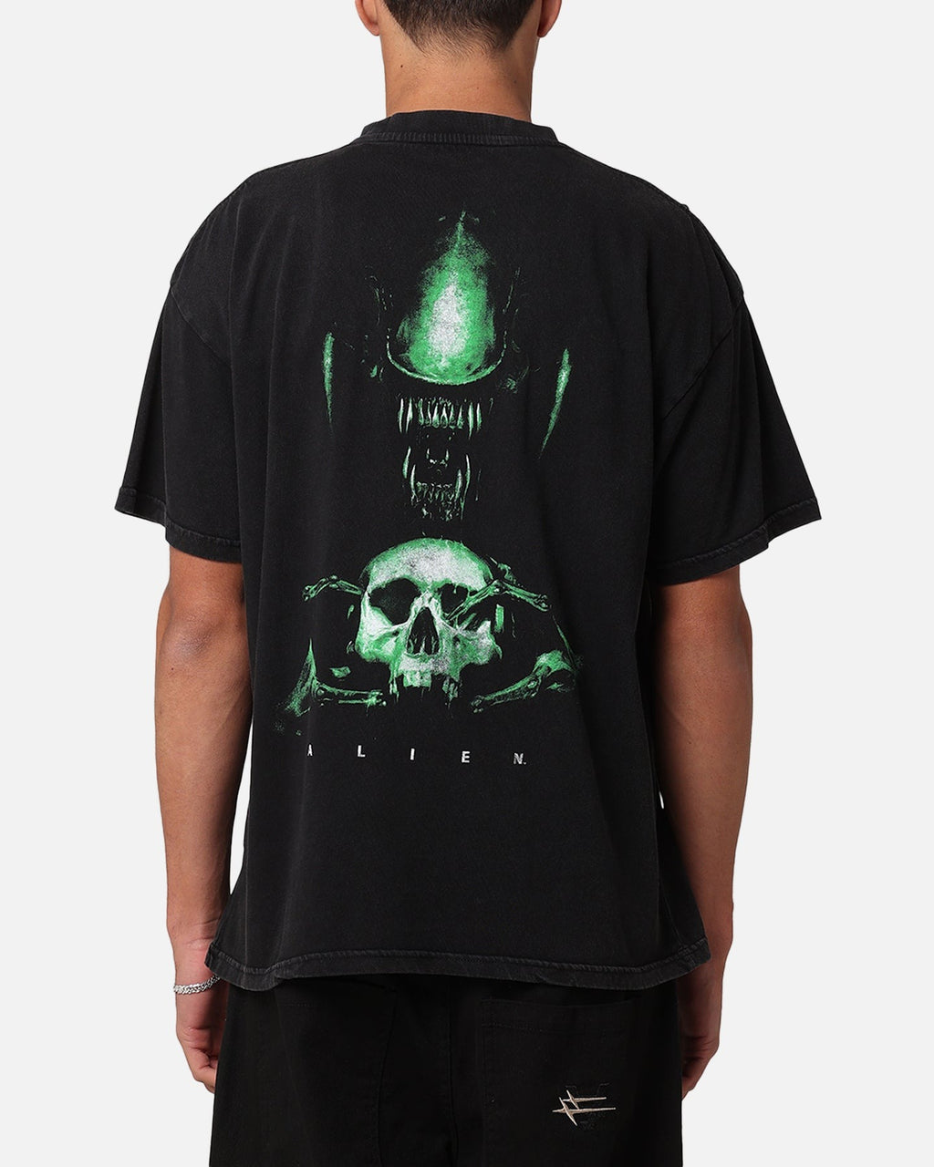 Goat Crew Alien Vintage T-Shirt Black Acidwash