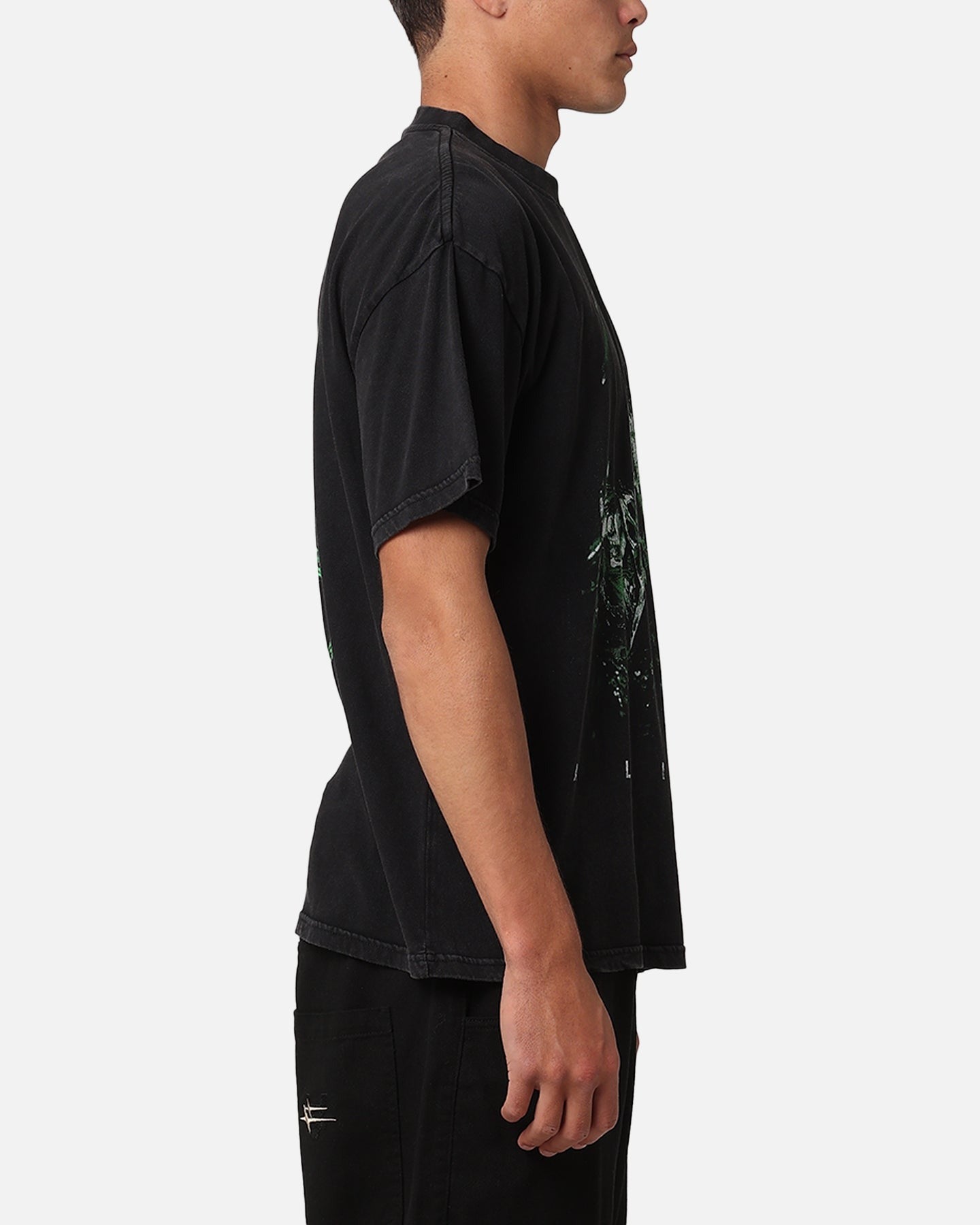 Goat Crew Alien Vintage T-Shirt Black Acidwash