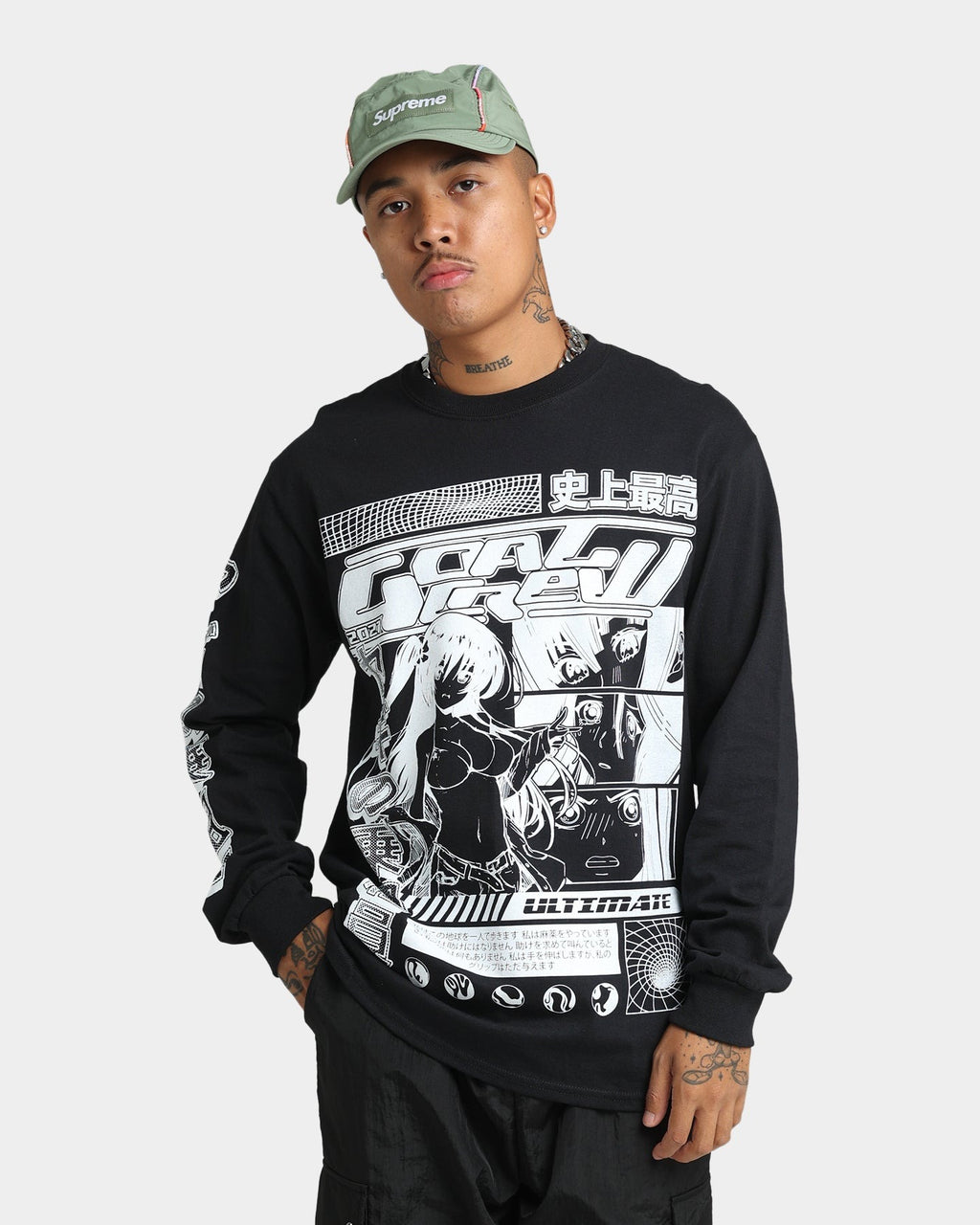 Goat Crew Anime Long Sleeve T-Shirt Black