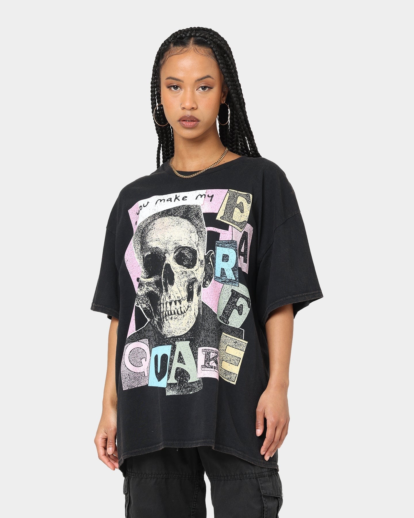 Goat Crew Earfquake Skull Vintage T-Shirt Black Wash Style001