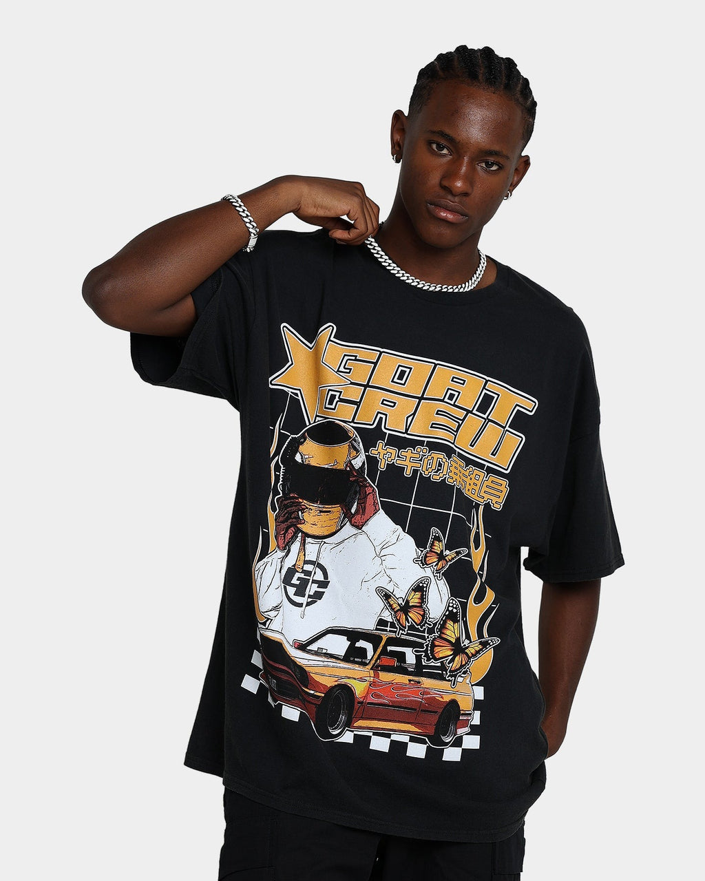 Goat Crew Flaming Racer Vintage T-Shirt Black Wash