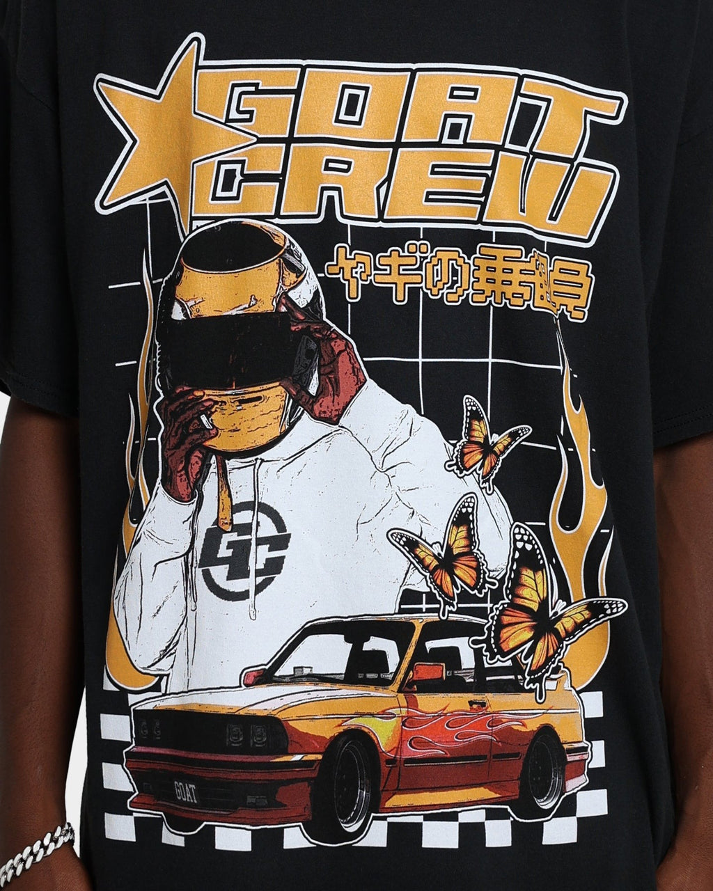 Goat Crew Flaming Racer Vintage T-Shirt Black Wash