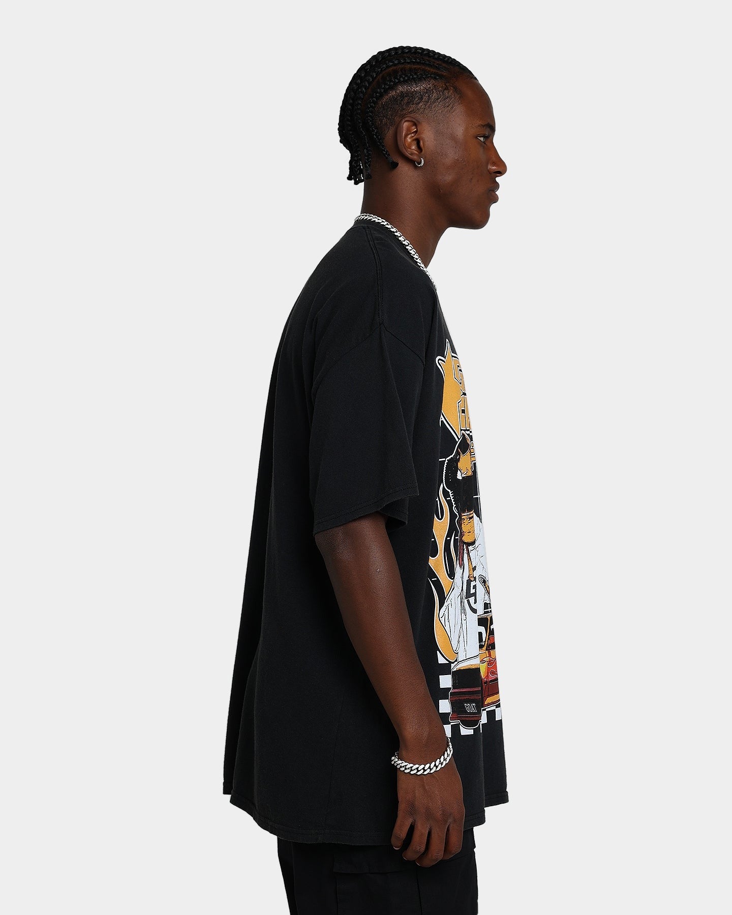 Goat Crew Flaming Racer Vintage T-Shirt Black Wash