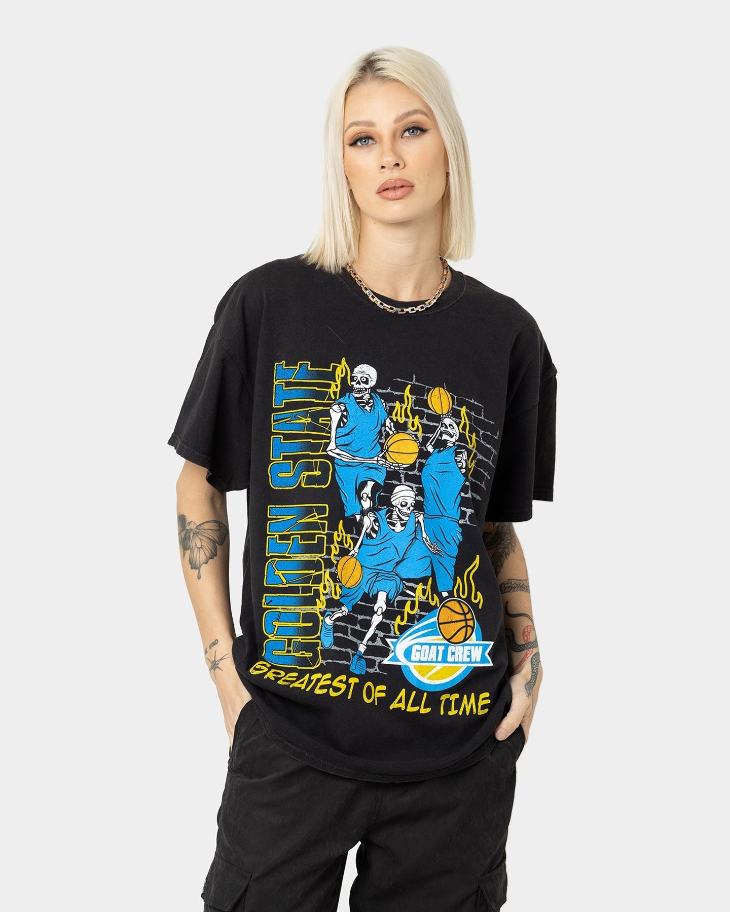 Goat Crew Golden Finals Vintage T-Shirt Washed Black Style001