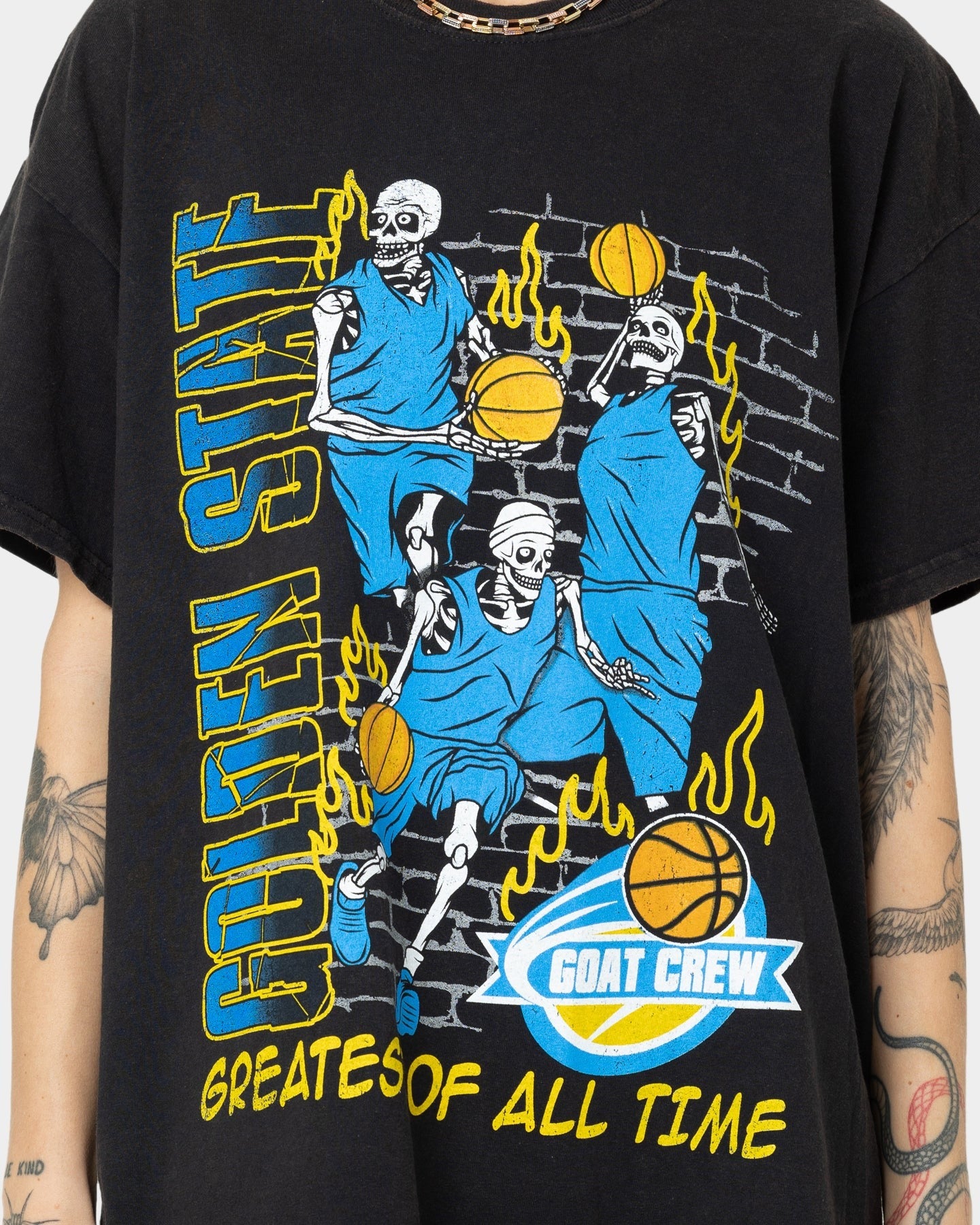 Goat Crew Golden Finals Vintage T-Shirt Washed Black Style001