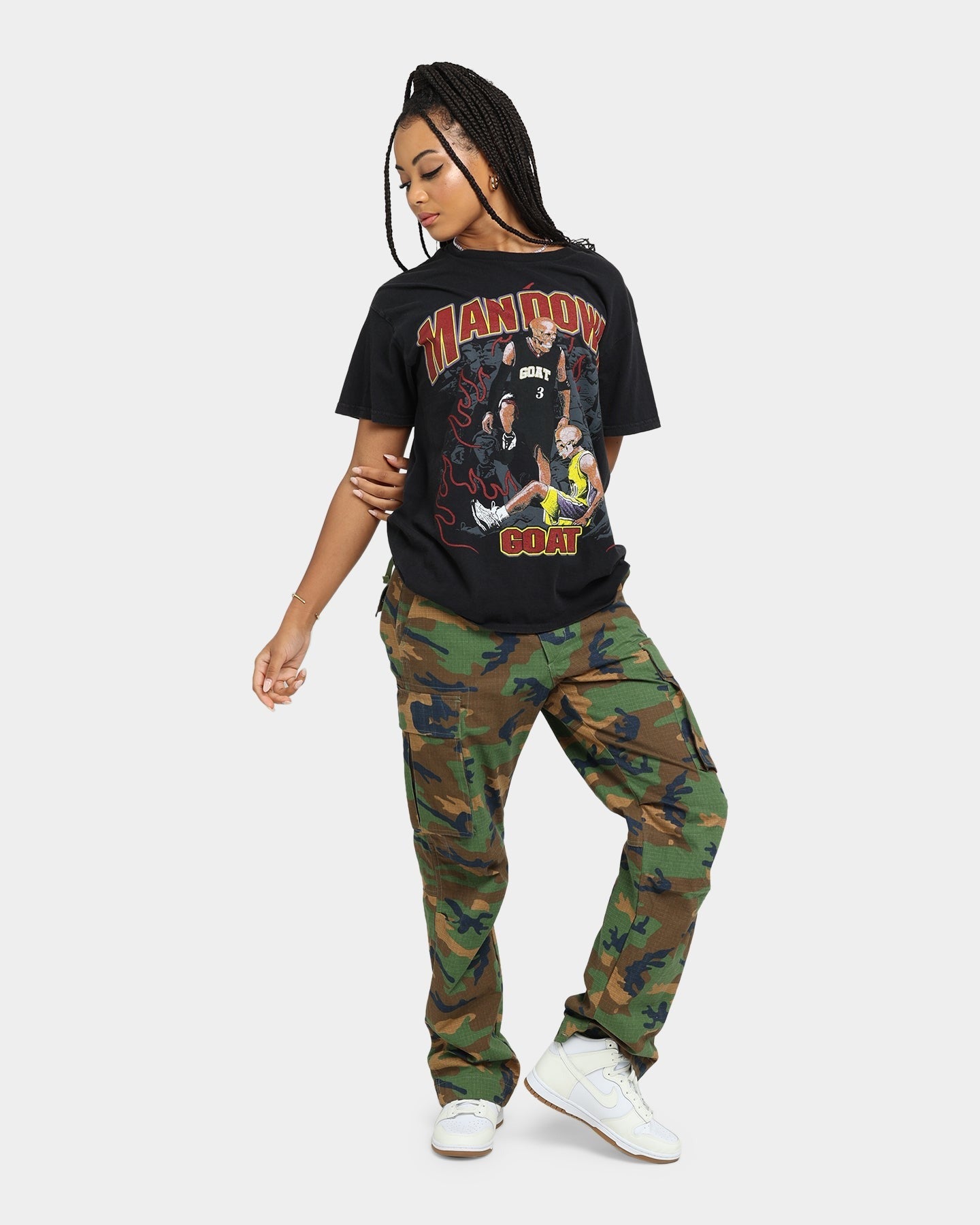 Goat Crew Man Down Vintage T-Shirt Black Wash Style001