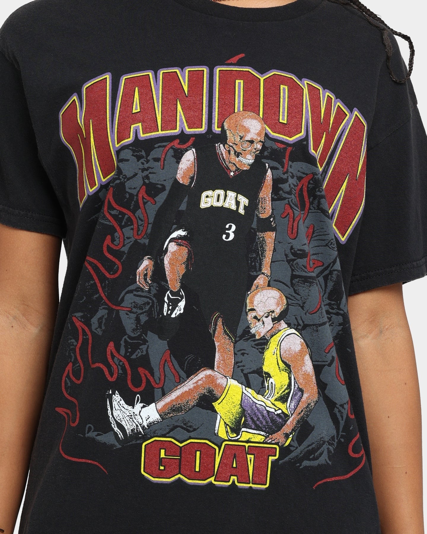 Goat Crew Man Down Vintage T-Shirt Black Wash Style001