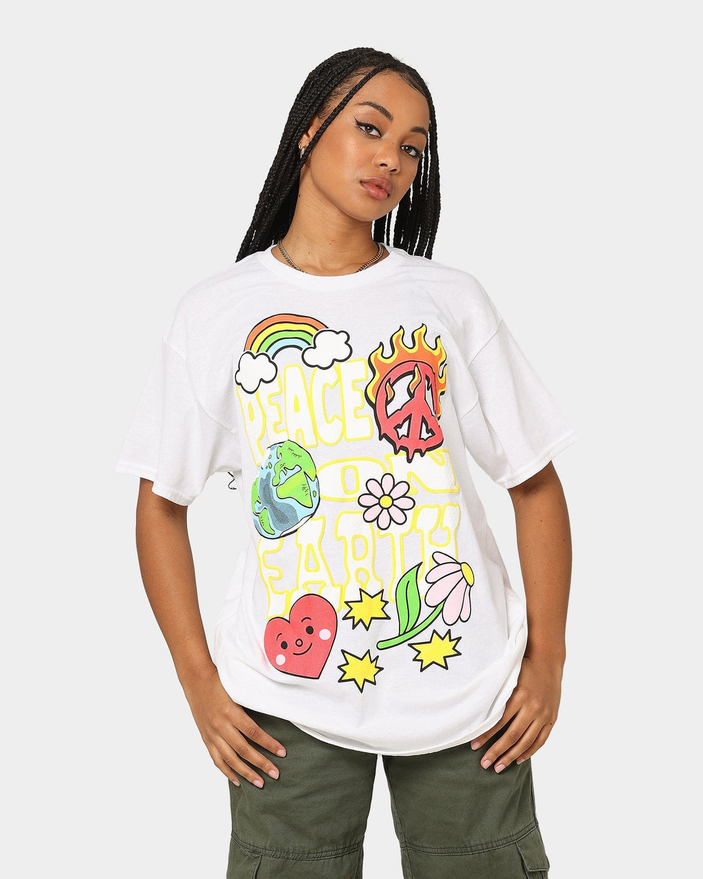 Goat Crew Peace On Earth Vintage T-Shirt White Style001