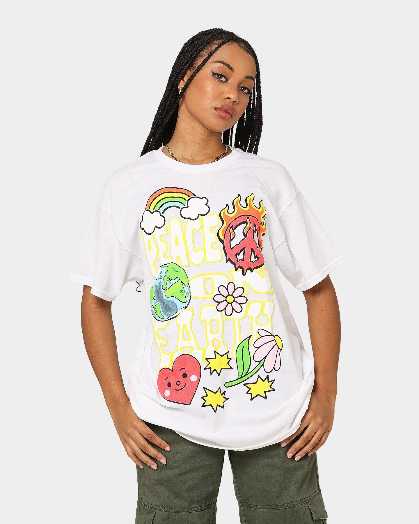 Goat Crew Peace On Earth Vintage T-Shirt White Style001