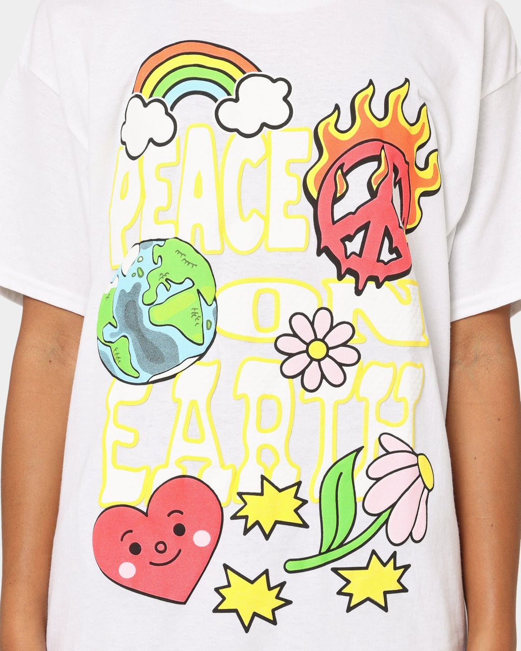 Goat Crew Peace On Earth Vintage T-Shirt White Style001