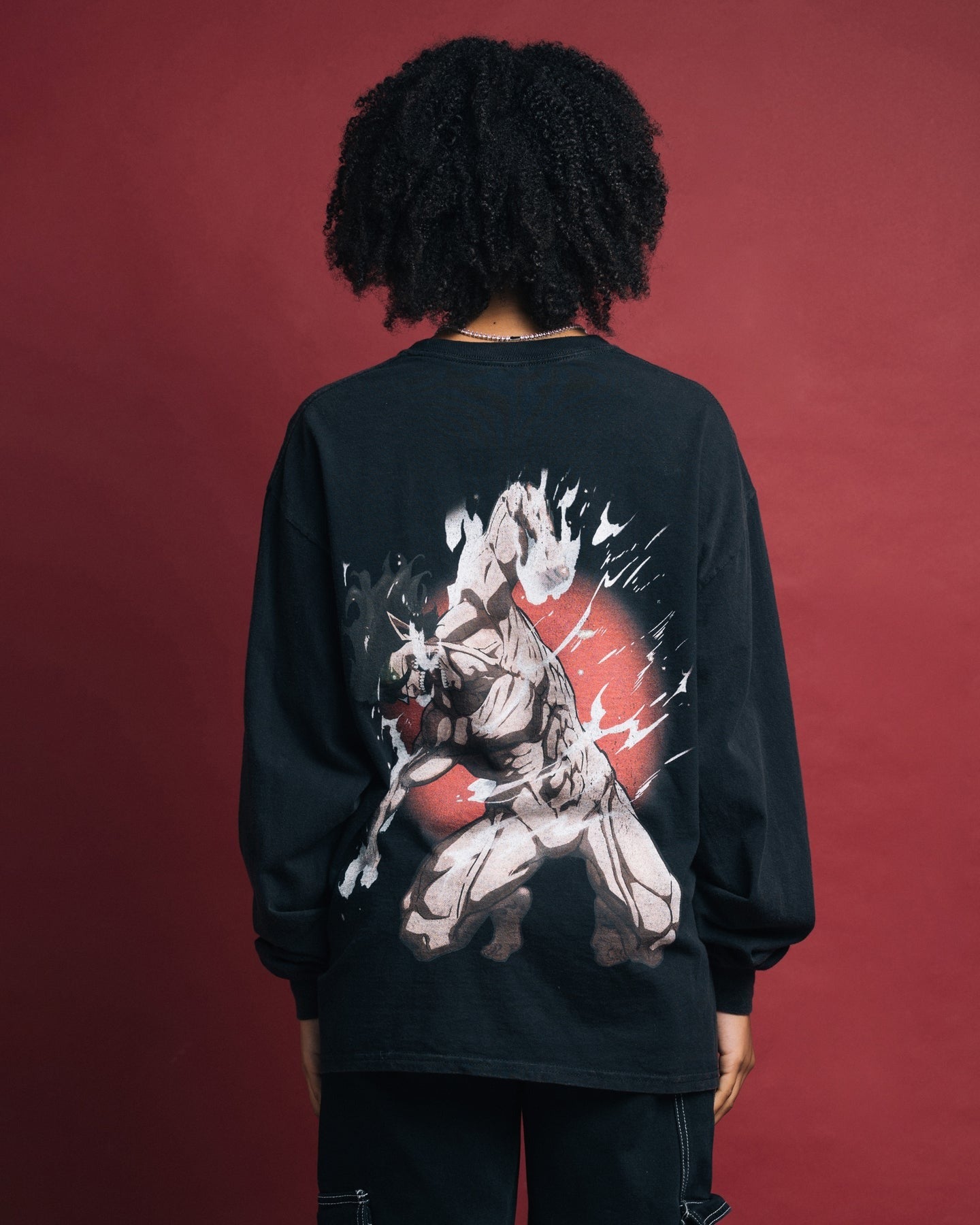 Goat Crew X Attack On Titan Eren Long Sleeve Vintage T-Shirt Black Wash Style001