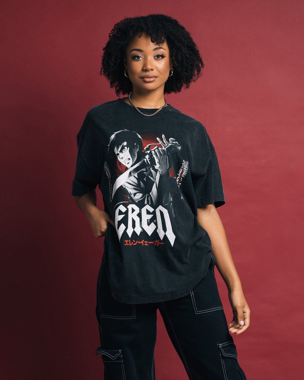 Goat Crew X Attack On Titan Eren Vintage Premium T-Shirt Vintage Black Style001