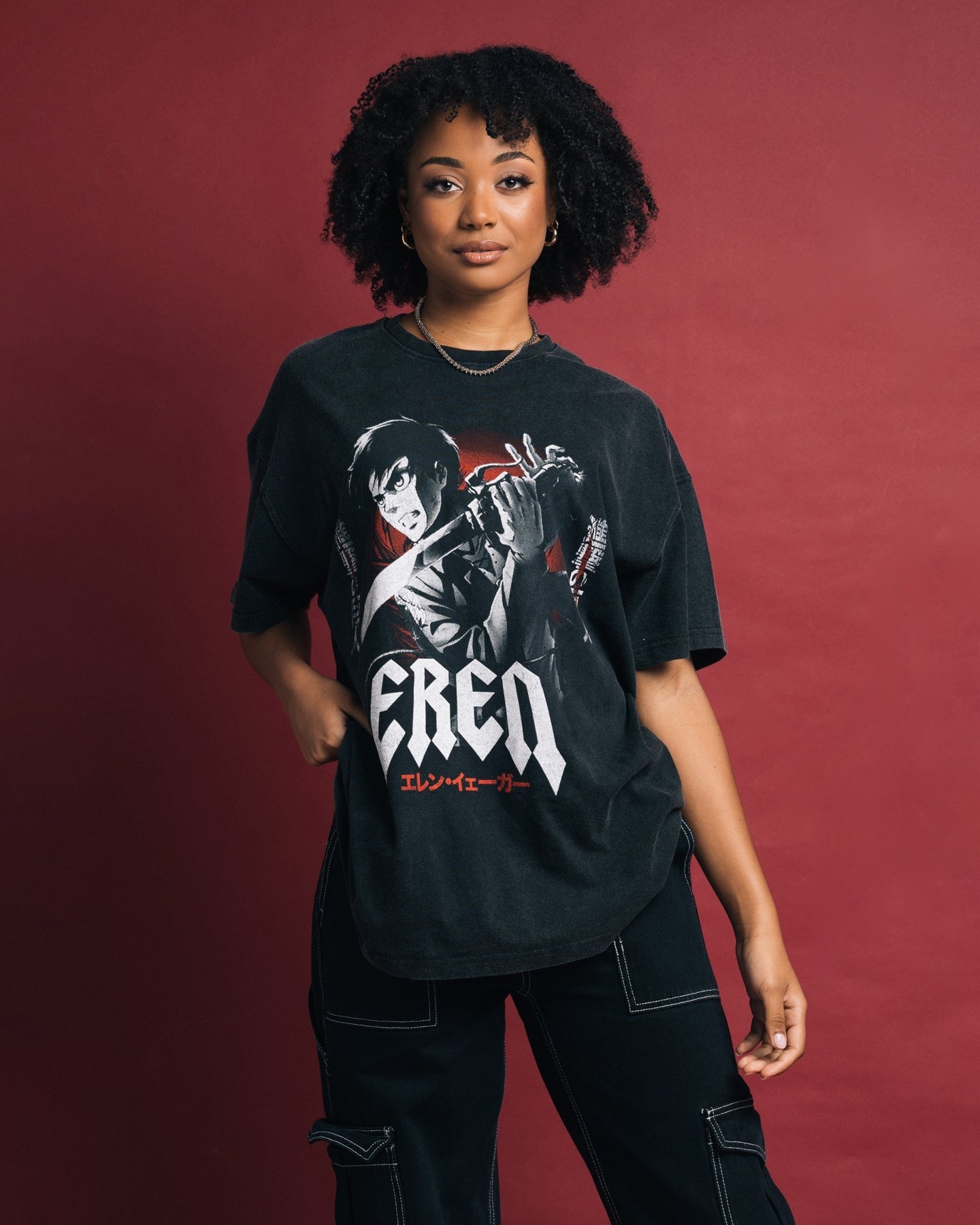 Goat Crew X Attack On Titan Eren Vintage Premium T-Shirt Vintage Black Style001