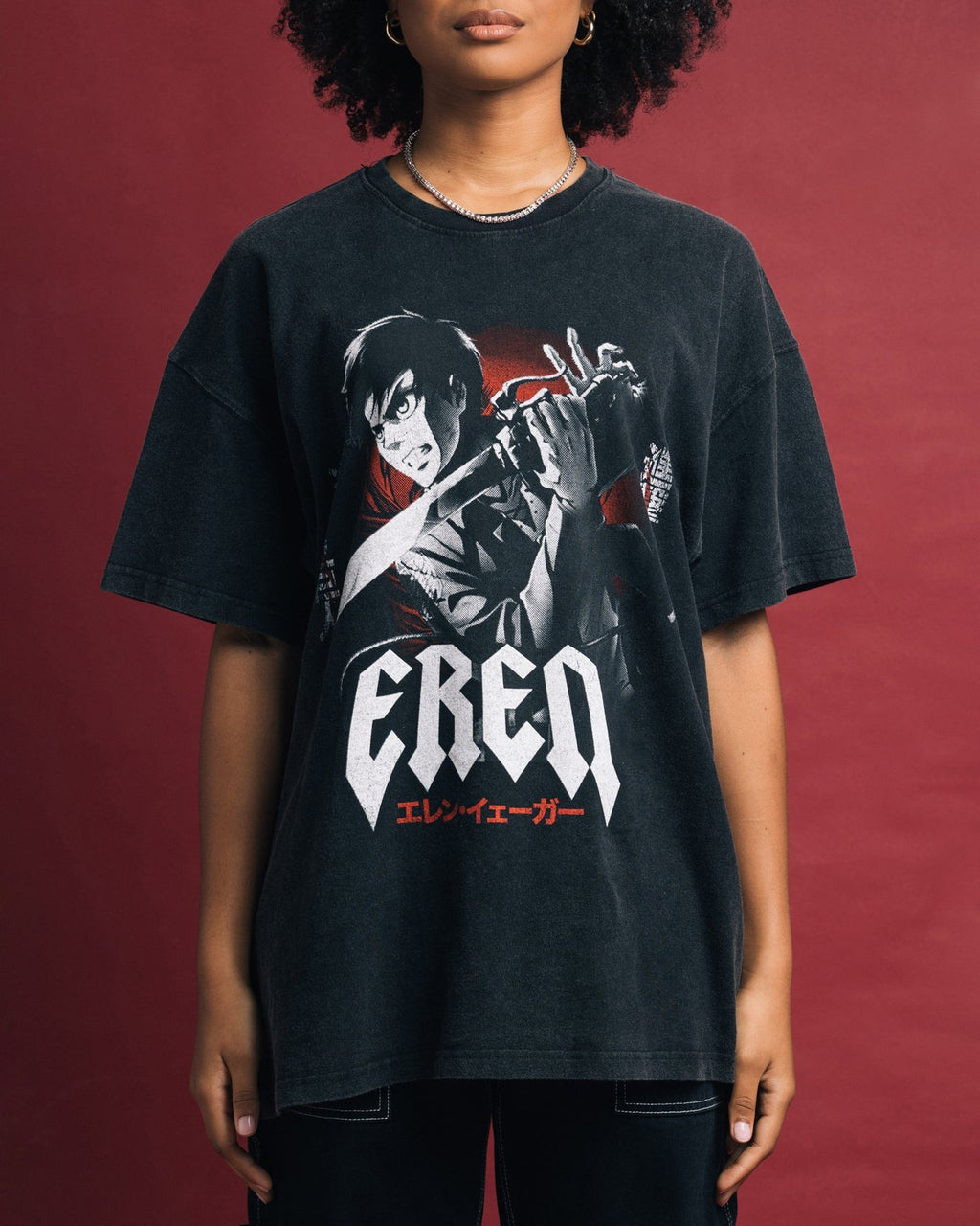 Goat Crew X Attack On Titan Eren Vintage Premium T-Shirt Vintage Black Style001