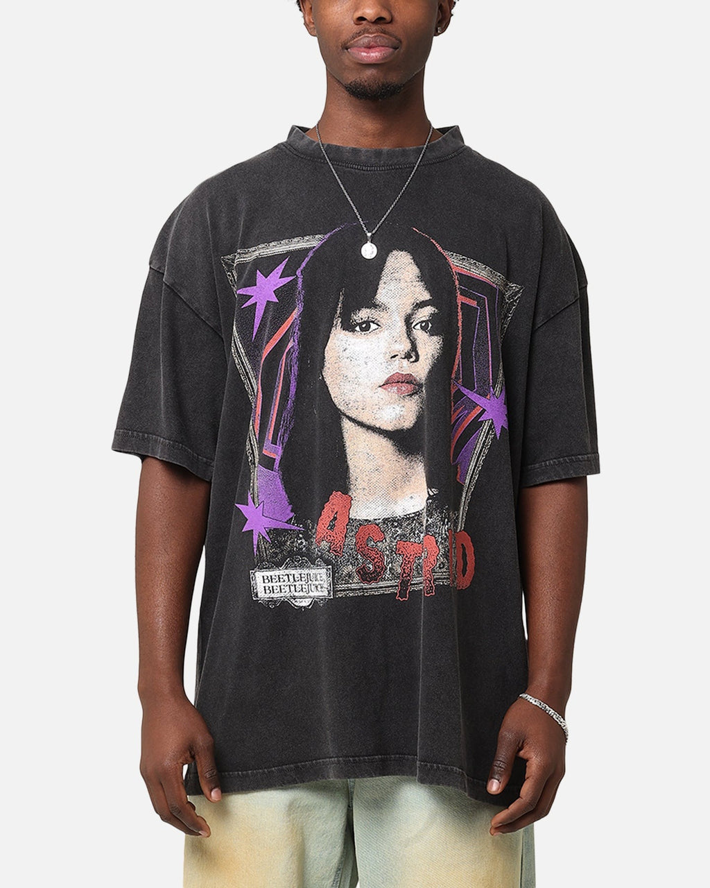 Goat Crew X Beetlejuice Astrid Vintage T-Shirt Black Acidwash