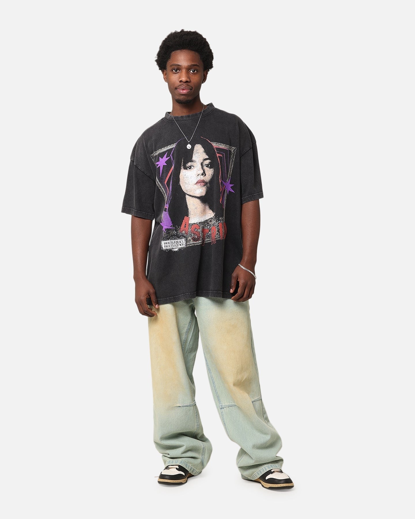 Goat Crew X Beetlejuice Astrid Vintage T-Shirt Black Acidwash