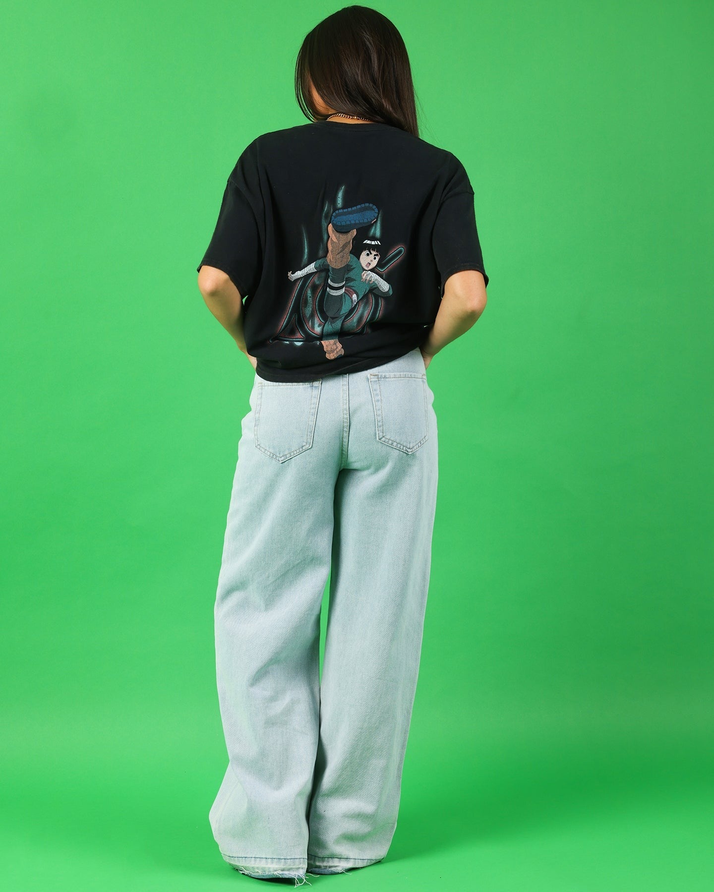 Goat Crew X Naruto Rock Lee Vintage T-Shirt Black Wash Style001