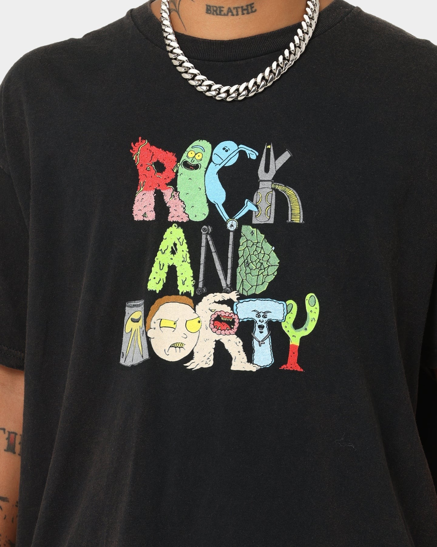 Goat Crew X Rick And Morty Beast Vintage T-Shirt Black Wash