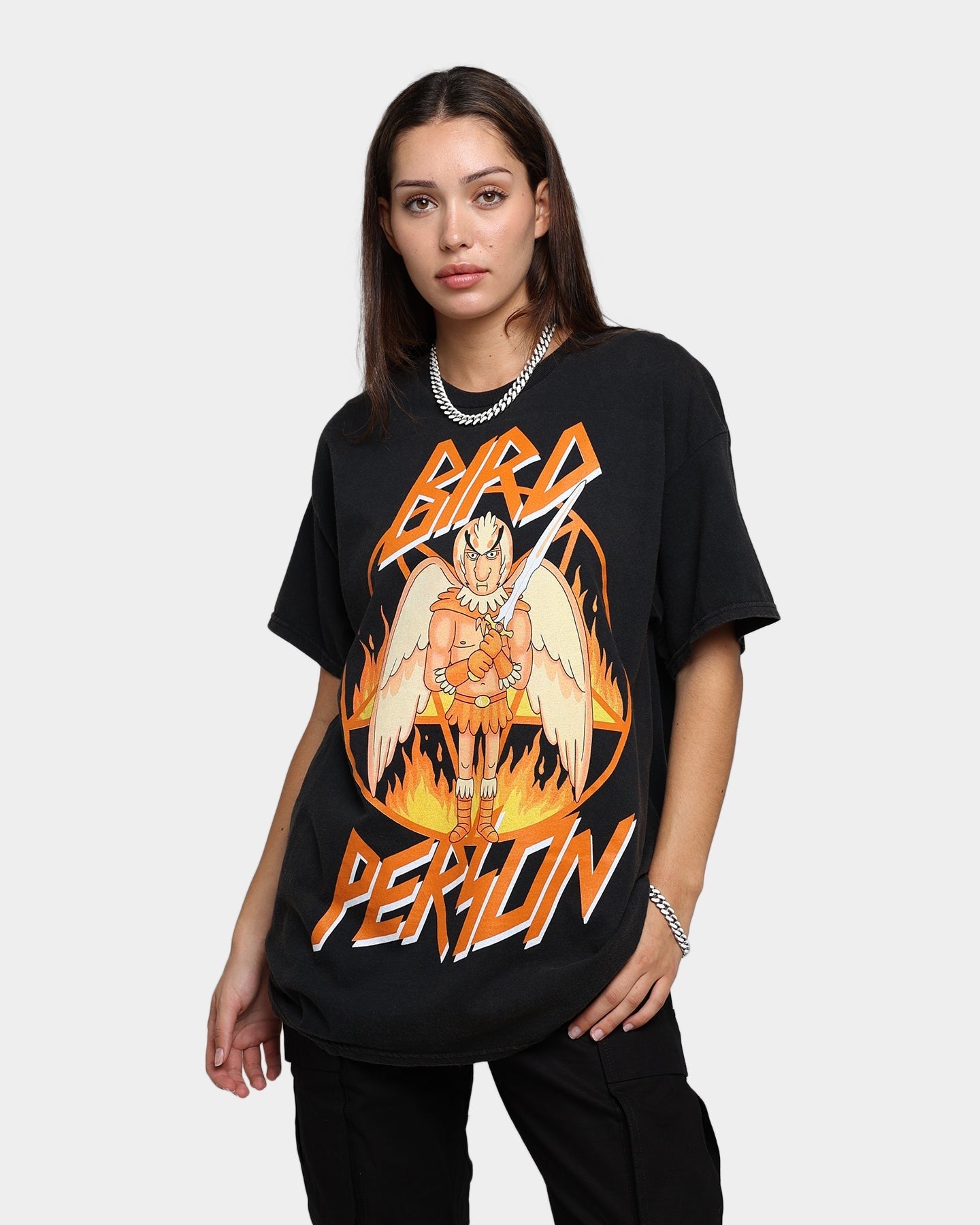 Goat Crew X Rick And Morty Bird Person Vintage T-Shirt Black Wash Style001