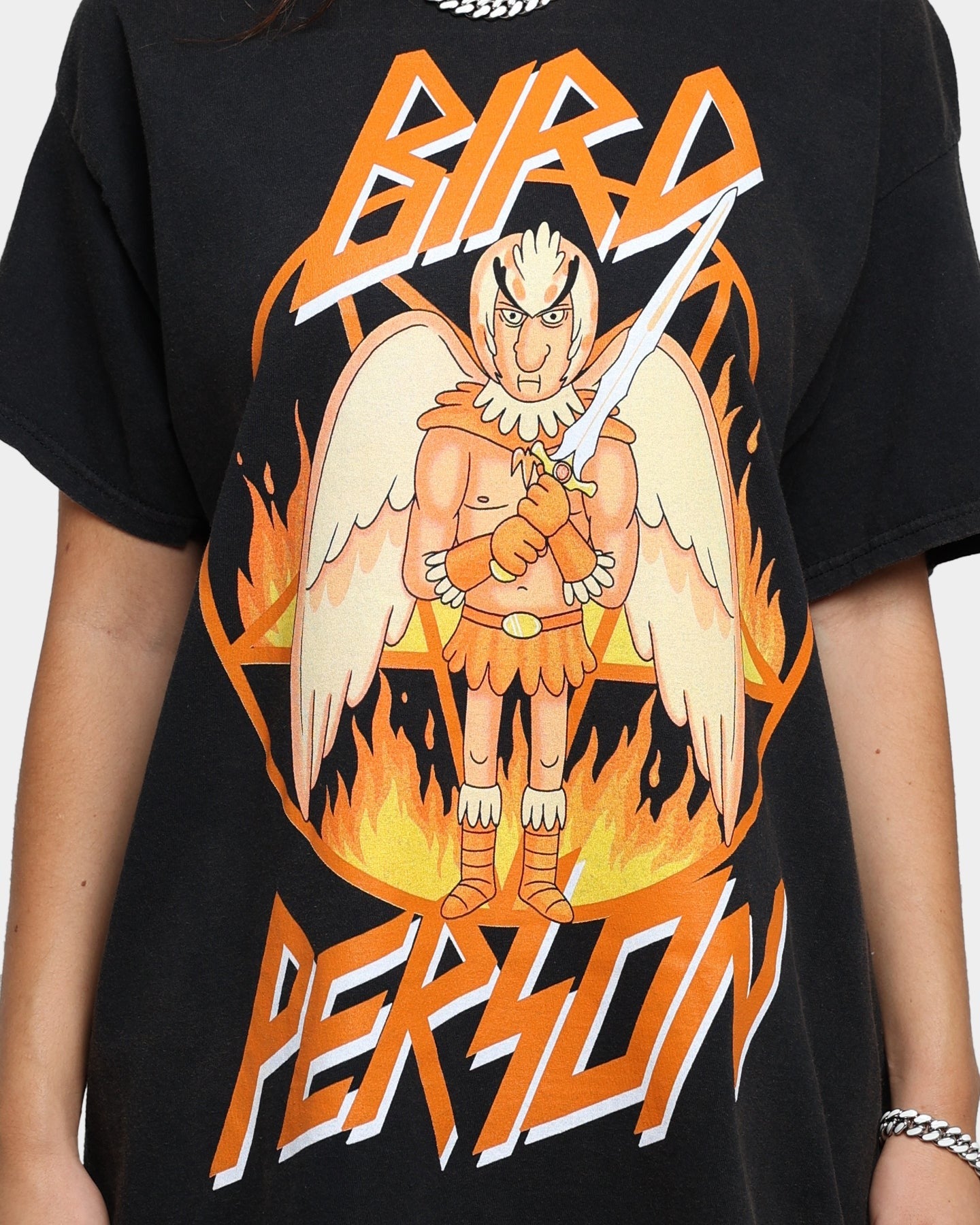 Goat Crew X Rick And Morty Bird Person Vintage T-Shirt Black Wash Style001