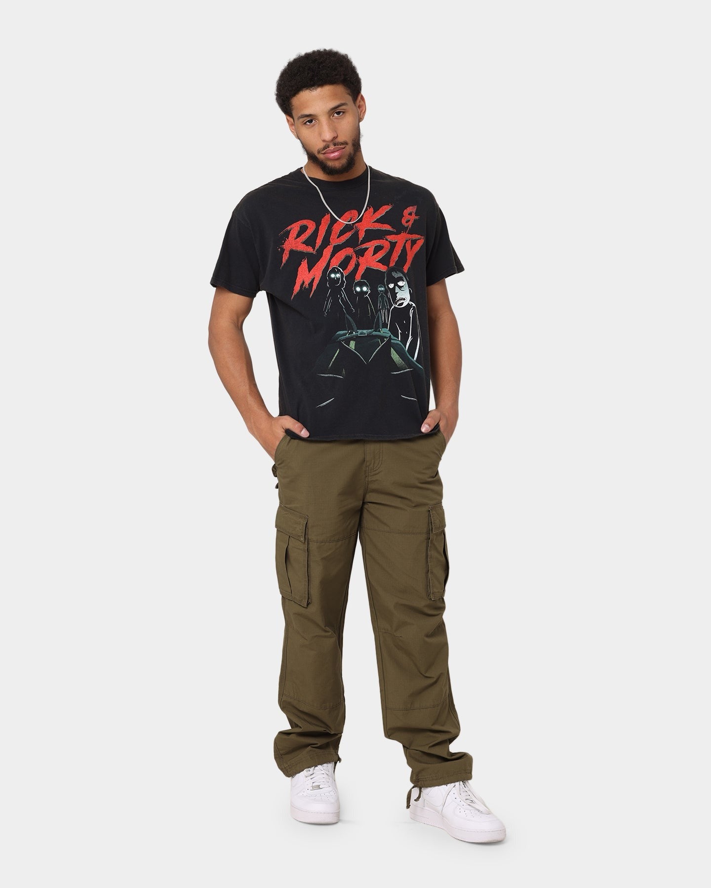 Goat Crew X Rick And Morty Night Family Vintage T-Shirt Washed Black