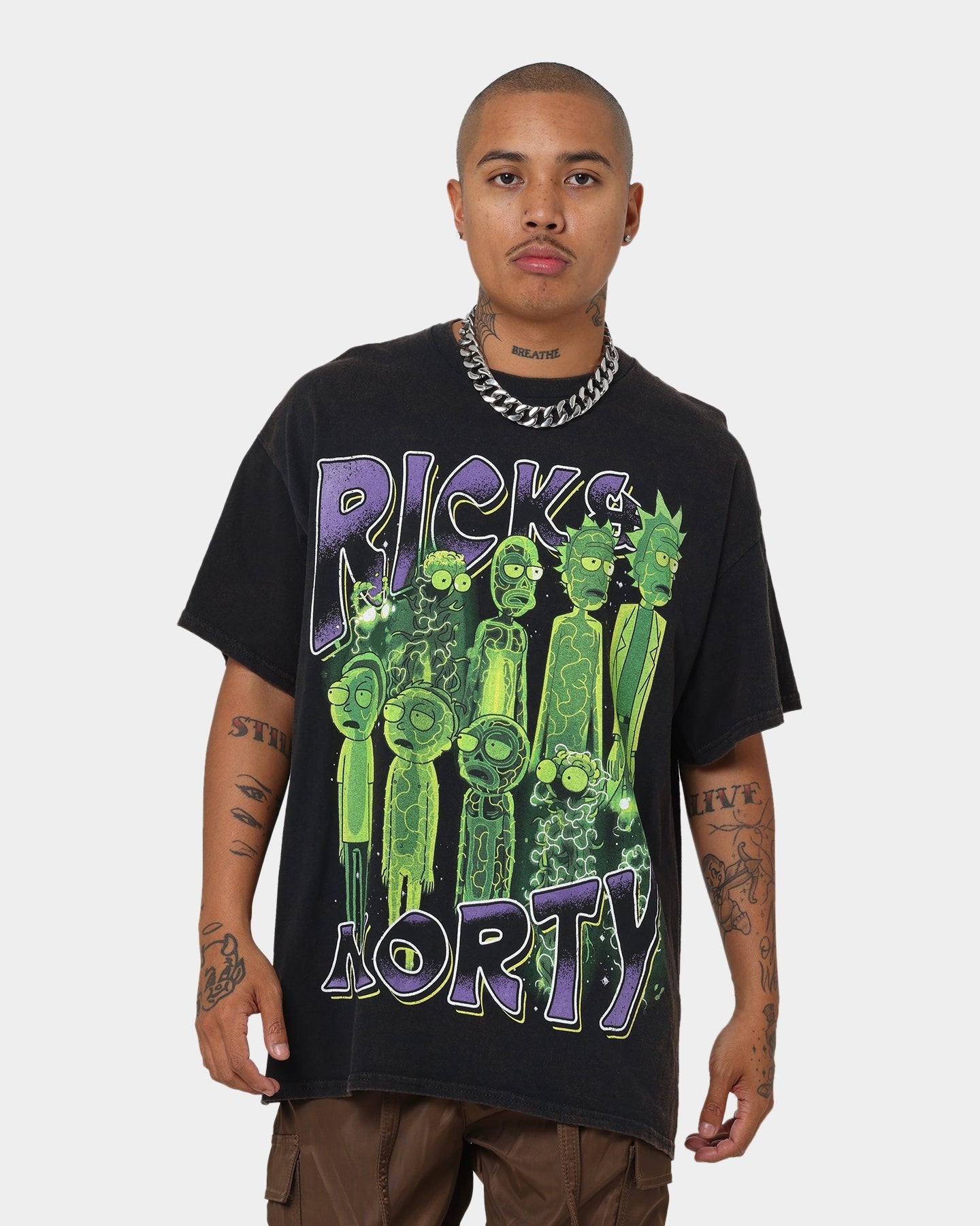 Goat Crew X Rick And Morty R&M Vintage T-Shirt Washed Black