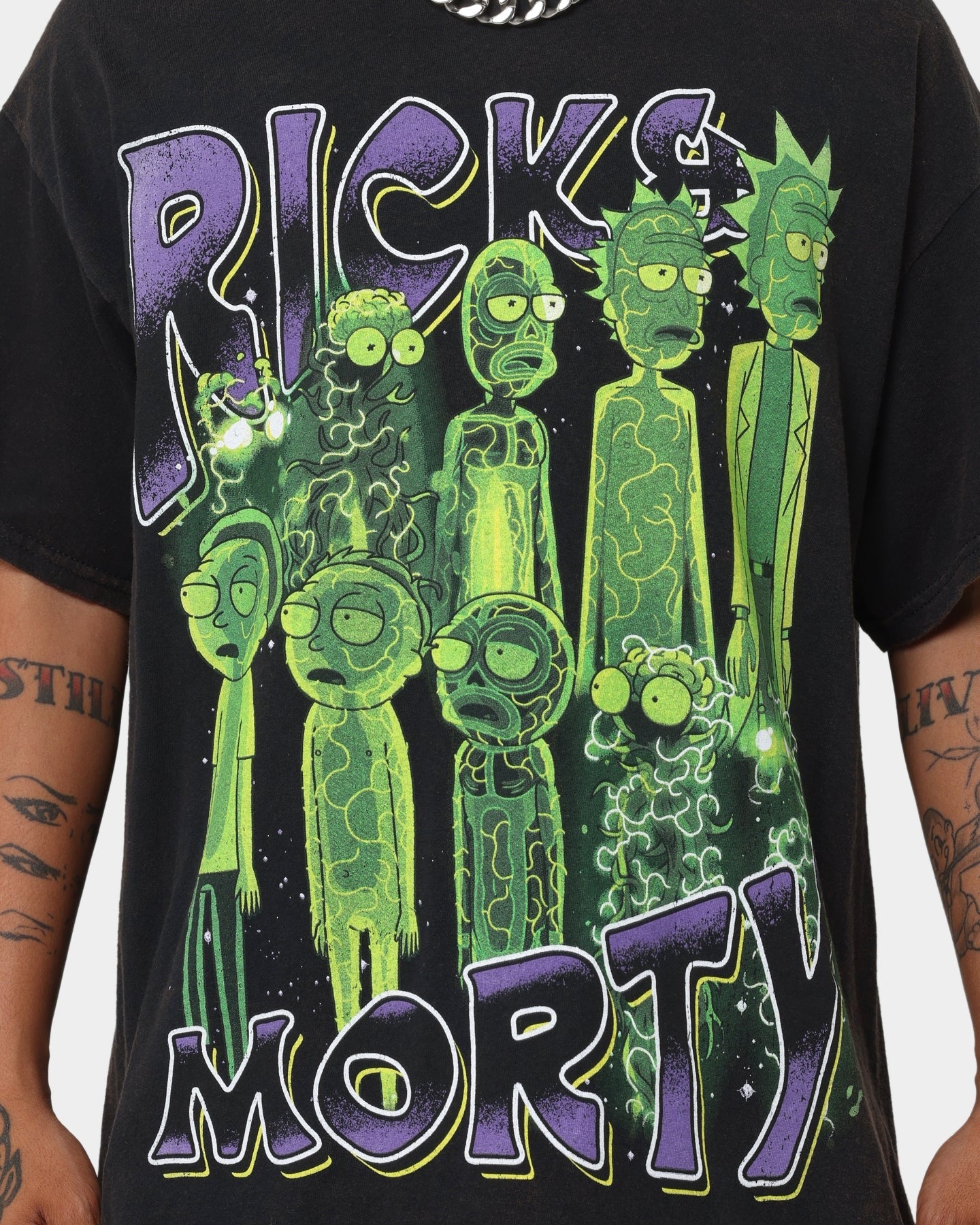 Goat Crew X Rick And Morty R&M Vintage T-Shirt Washed Black