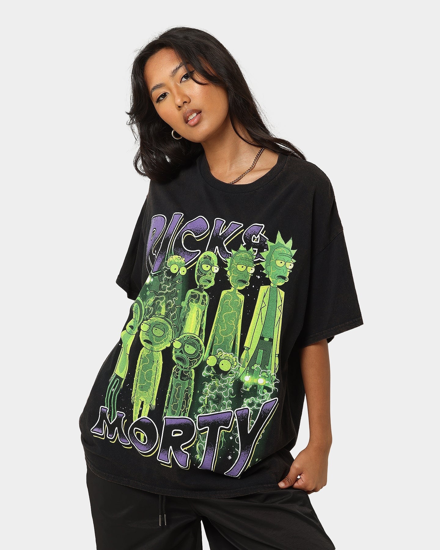 Goat Crew X Rick And Morty R&M Vintage T-Shirt Washed Black Style001
