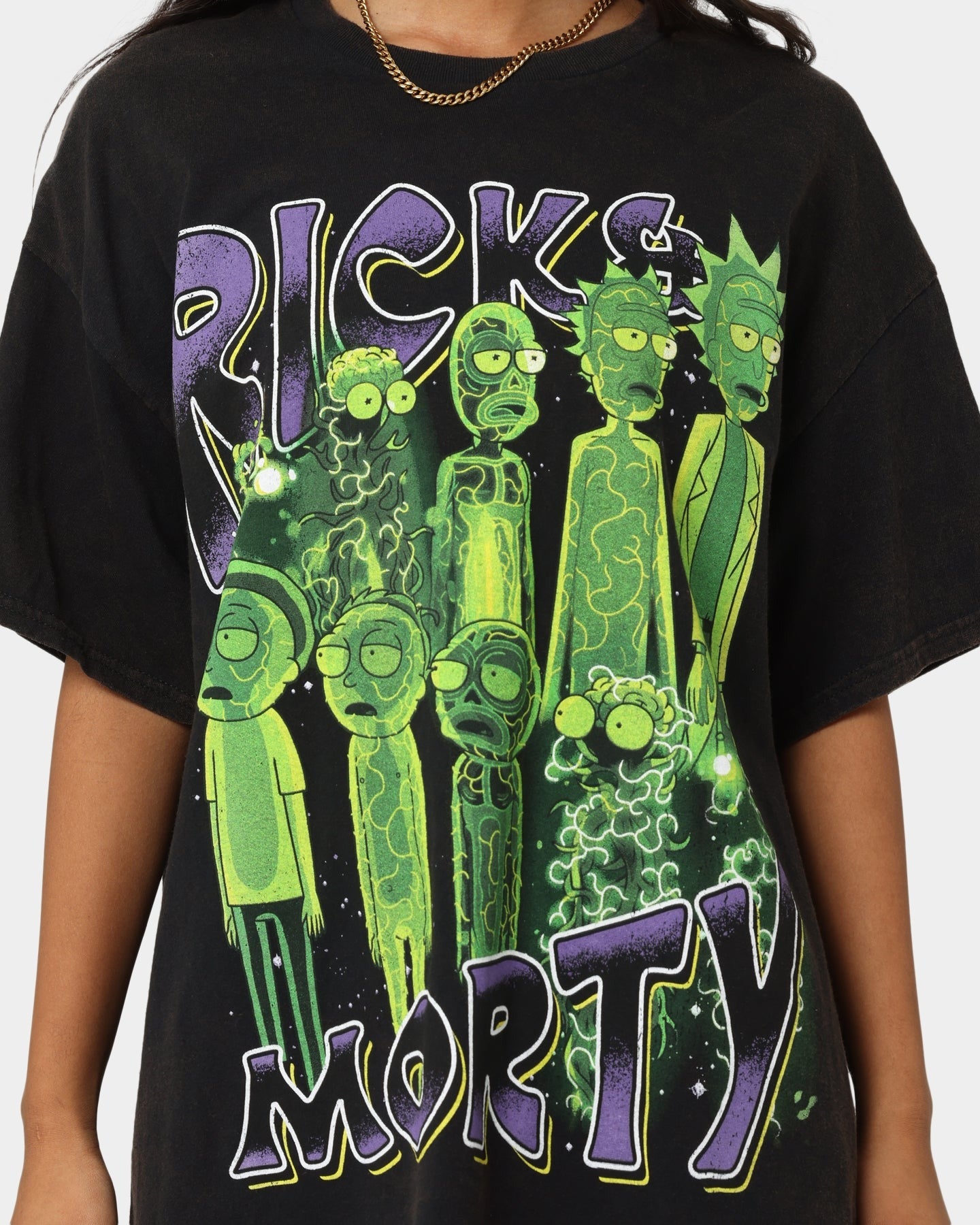 Goat Crew X Rick And Morty R&M Vintage T-Shirt Washed Black Style001