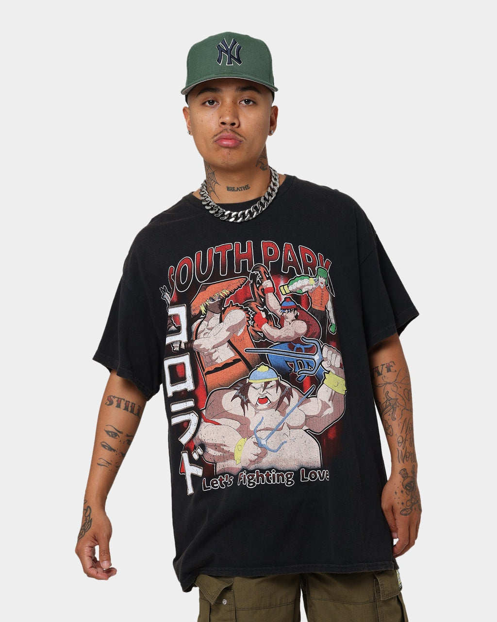 Goat Crew X South Park Let's Fighting Love Vintage T-Shirt Black Wash