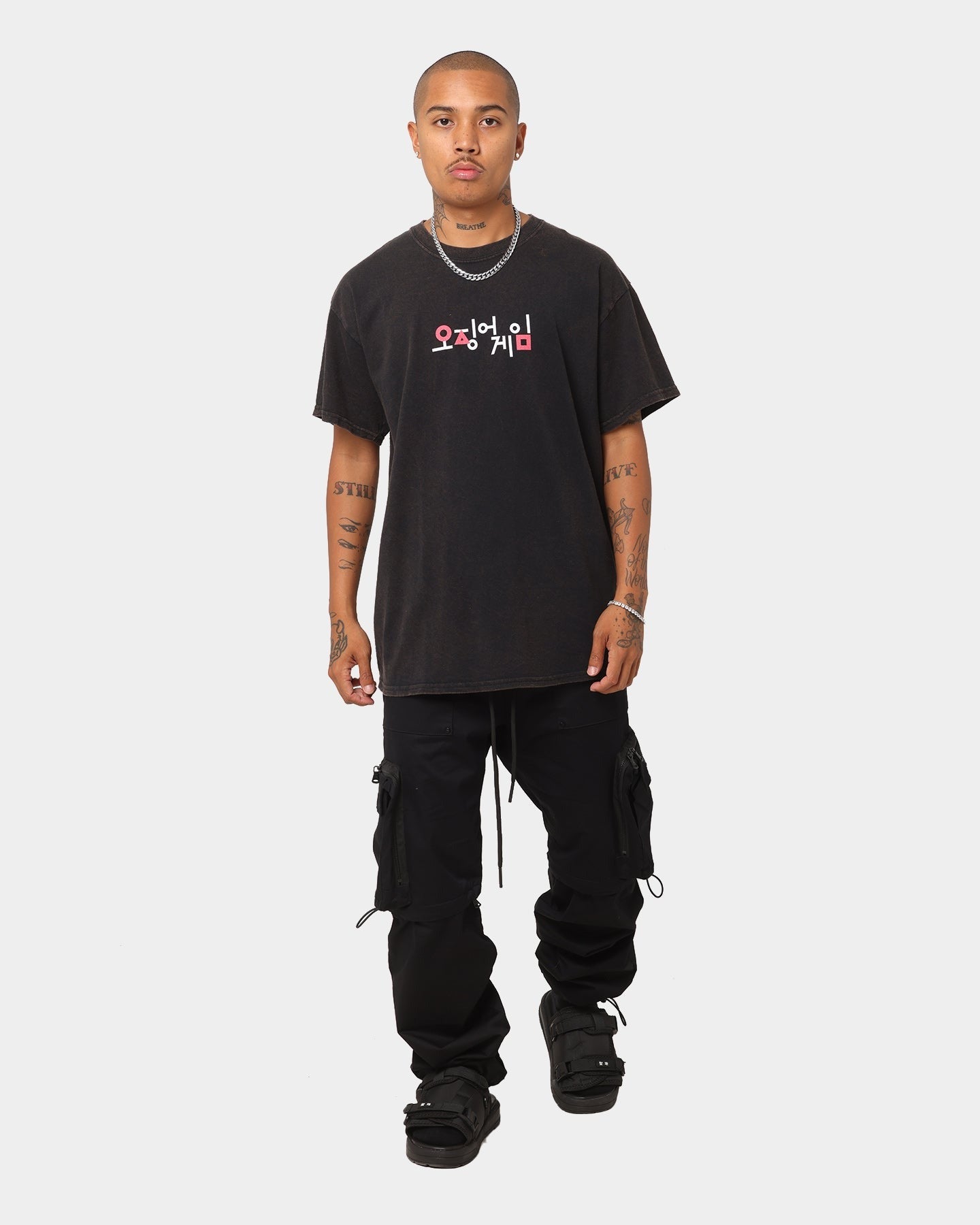 Goat Crew X Squid Game Logo Vintage T-Shirt Black Wash