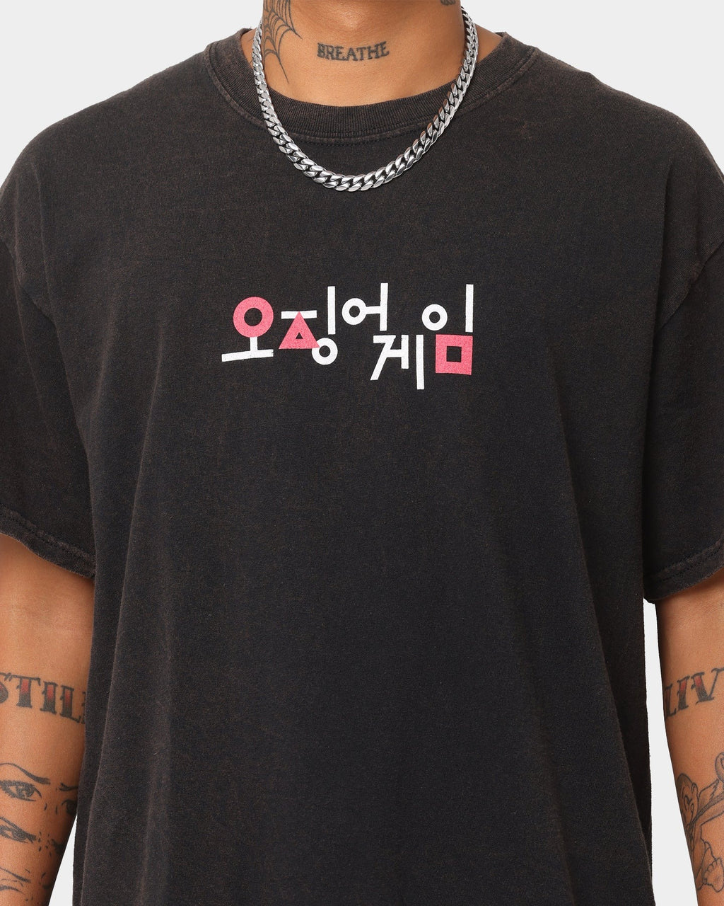 Goat Crew X Squid Game Logo Vintage T-Shirt Black Wash