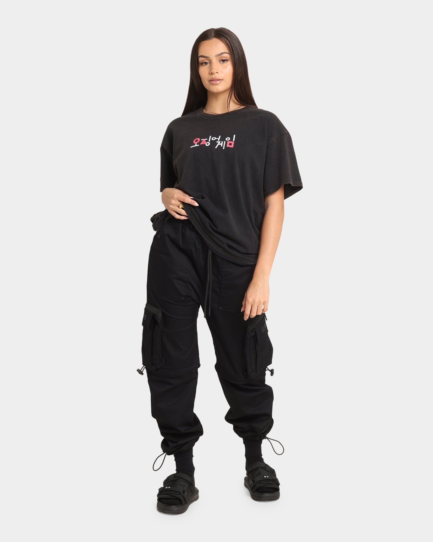 Goat Crew X Squid Game Logo Vintage T-Shirt Black Wash Style001