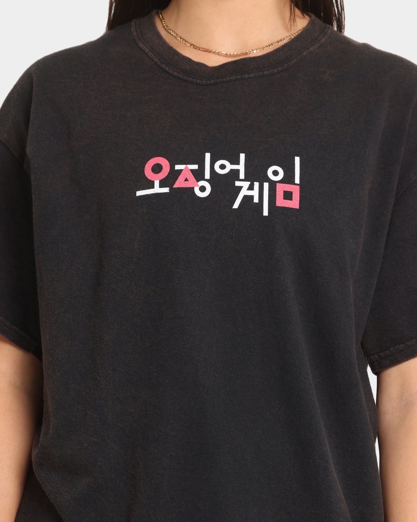 Goat Crew X Squid Game Logo Vintage T-Shirt Black Wash Style001