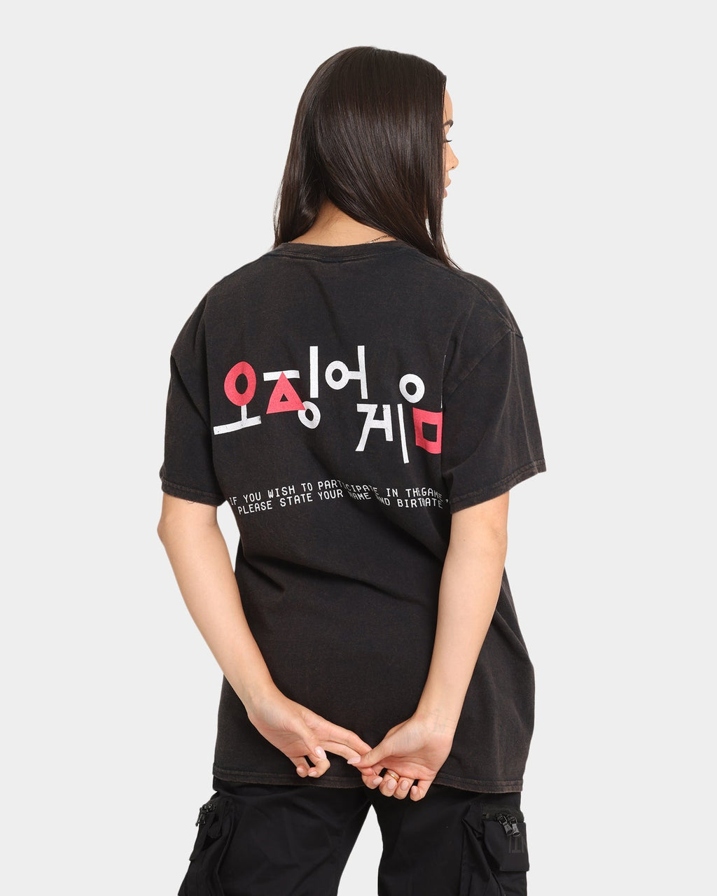 Goat Crew X Squid Game Logo Vintage T-Shirt Black Wash Style001