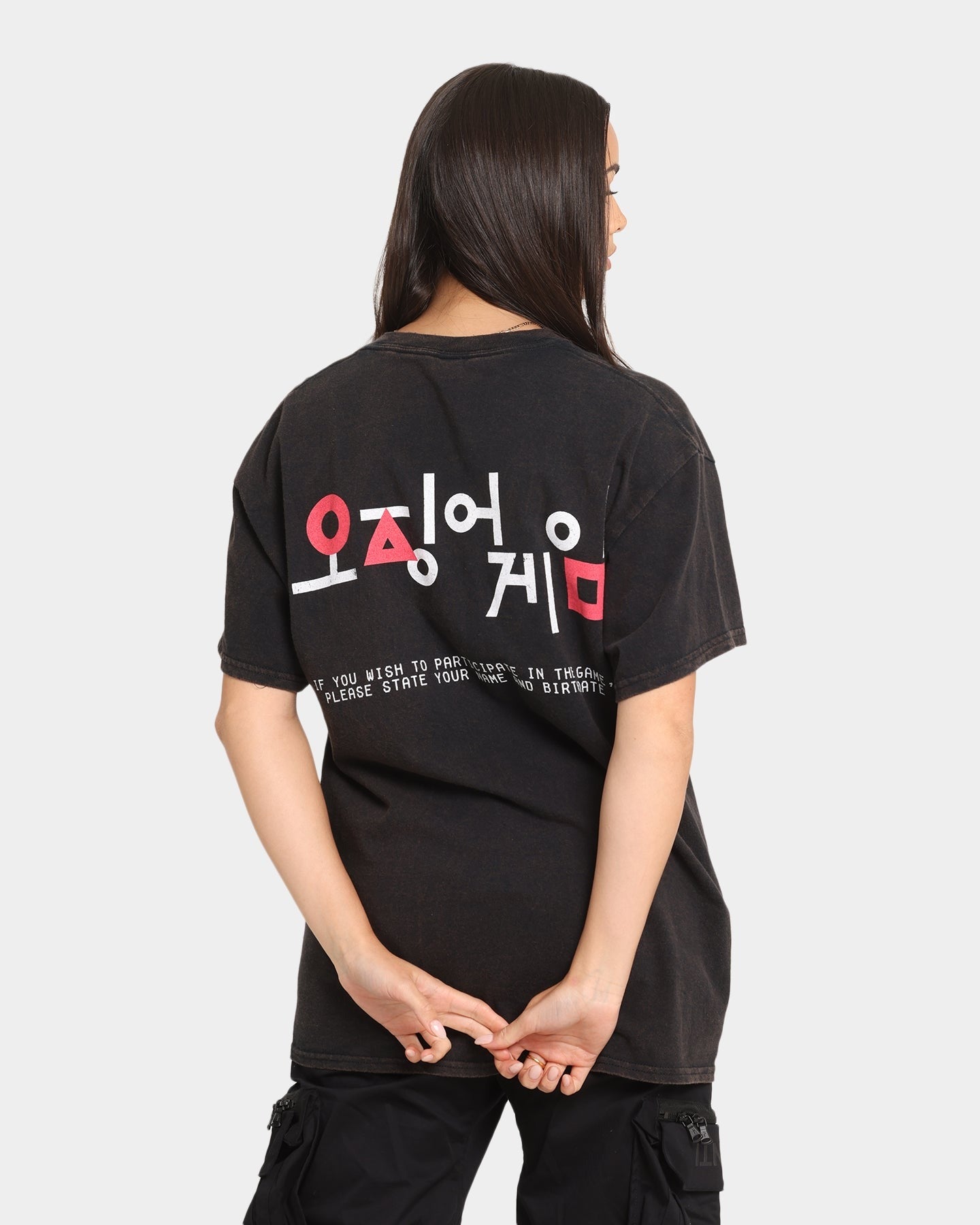 Goat Crew X Squid Game Logo Vintage T-Shirt Black Wash Style001