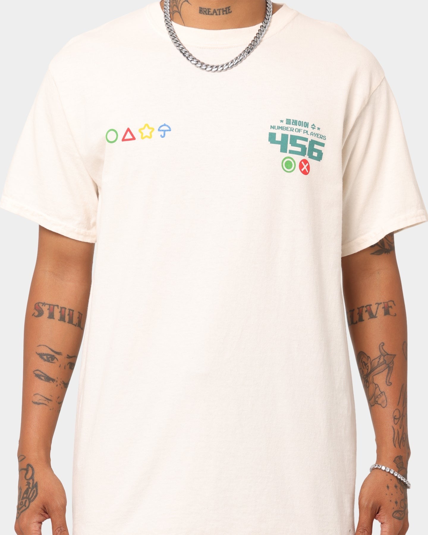 Goat Crew X Squid Game Number of Players Vintage T-Shirt Off White