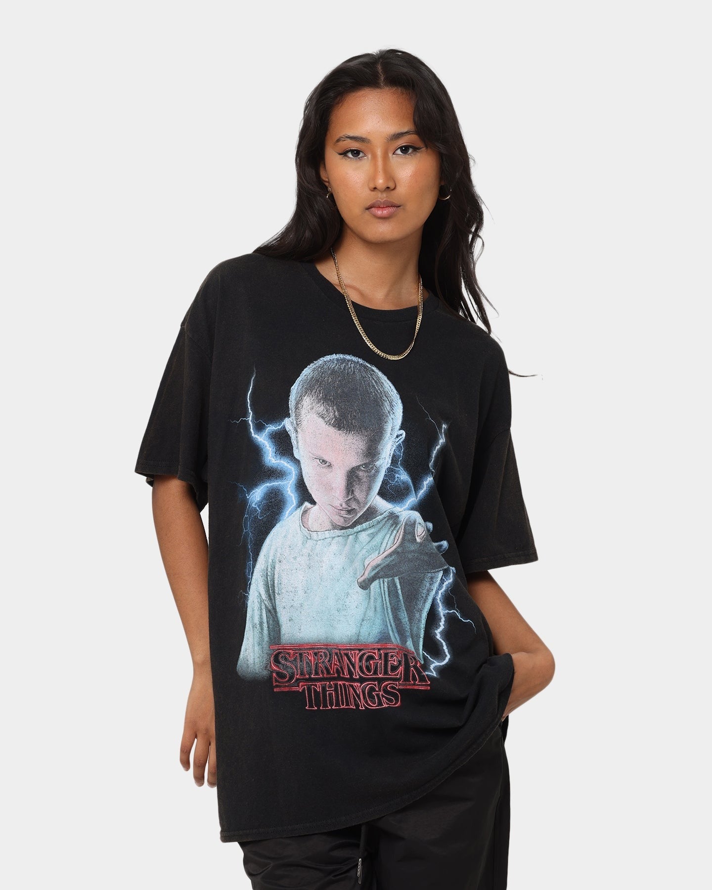 Goat Crew X Stranger Things Eleven Premium Vintage T-Shirt Black Wash Style001