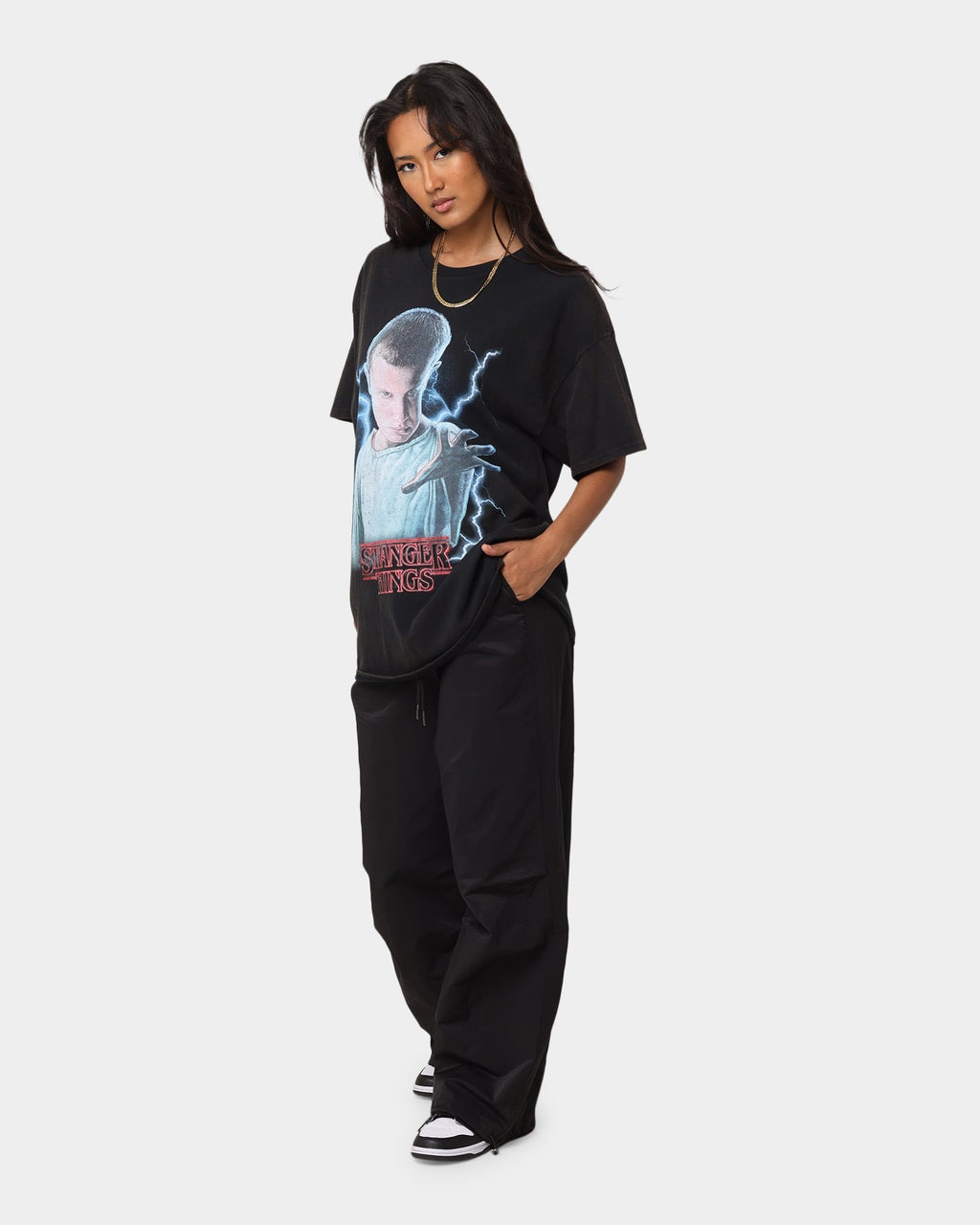 Goat Crew X Stranger Things Eleven Premium Vintage T-Shirt Black Wash Style001