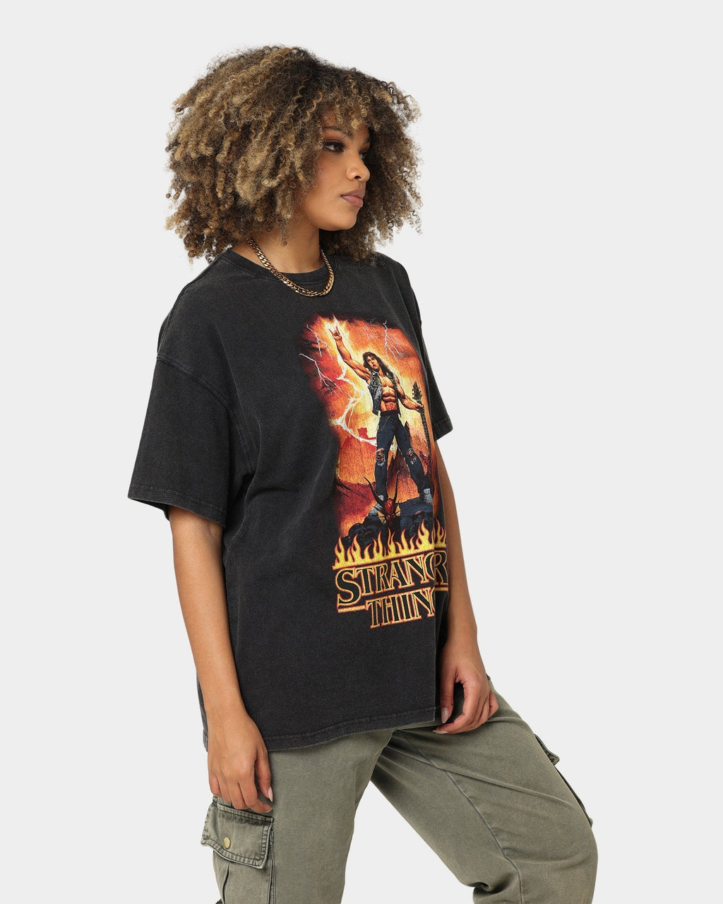 Goat Crew X Stranger Things Metal Vintage T-Shirt Vintage Black Style001